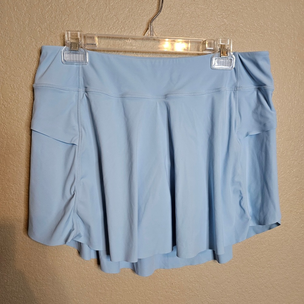 Zyia Active Light Blue Athletic Skort with Pockets Ruffle Back Size Large